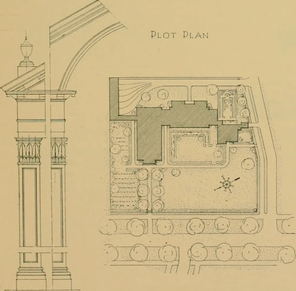 An illustration from An architectural monograph on a country church & Sunday school building with the minister’s residence, to be built of white pine;, 1922, leaf 8