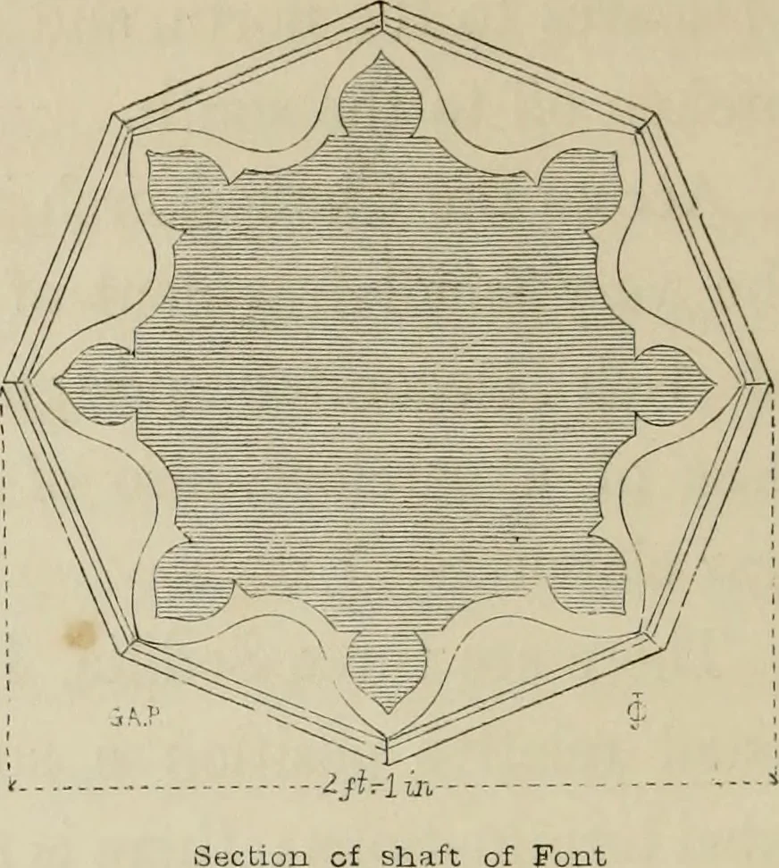 An illustration from Architectural notices of the churches of the Archdeaconry of Northampton. Deaneries of Higham Ferrers and Haddon, 1849, leaf 111