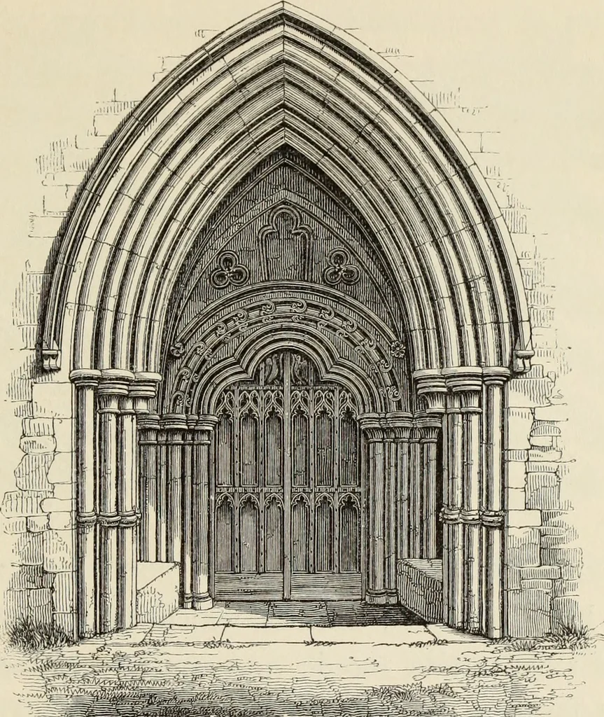 An illustration from Architectural notices of the churches of the Archdeaconry of Northampton. Deaneries of Higham Ferrers and Haddon, 1849, leaf 124