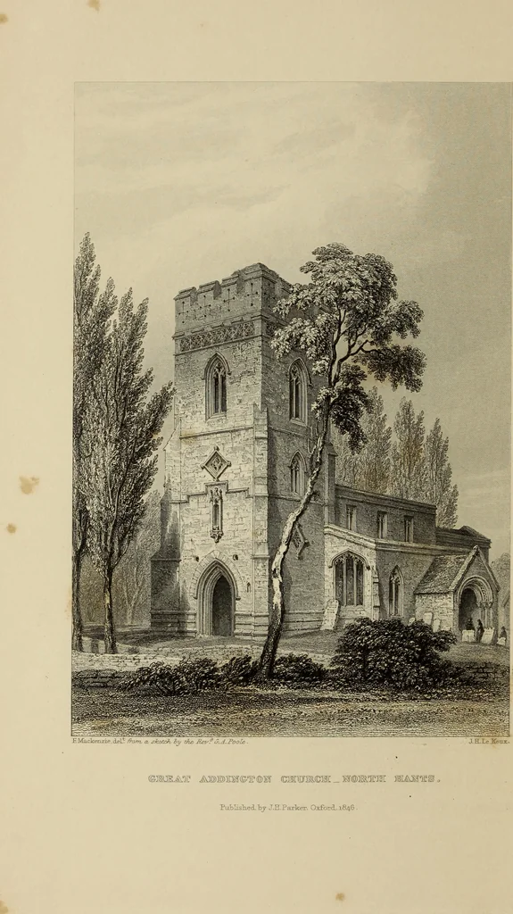 An illustration from Architectural notices of the churches of the Archdeaconry of Northampton. Deaneries of Higham Ferrers and Haddon, 1849, leaf 137