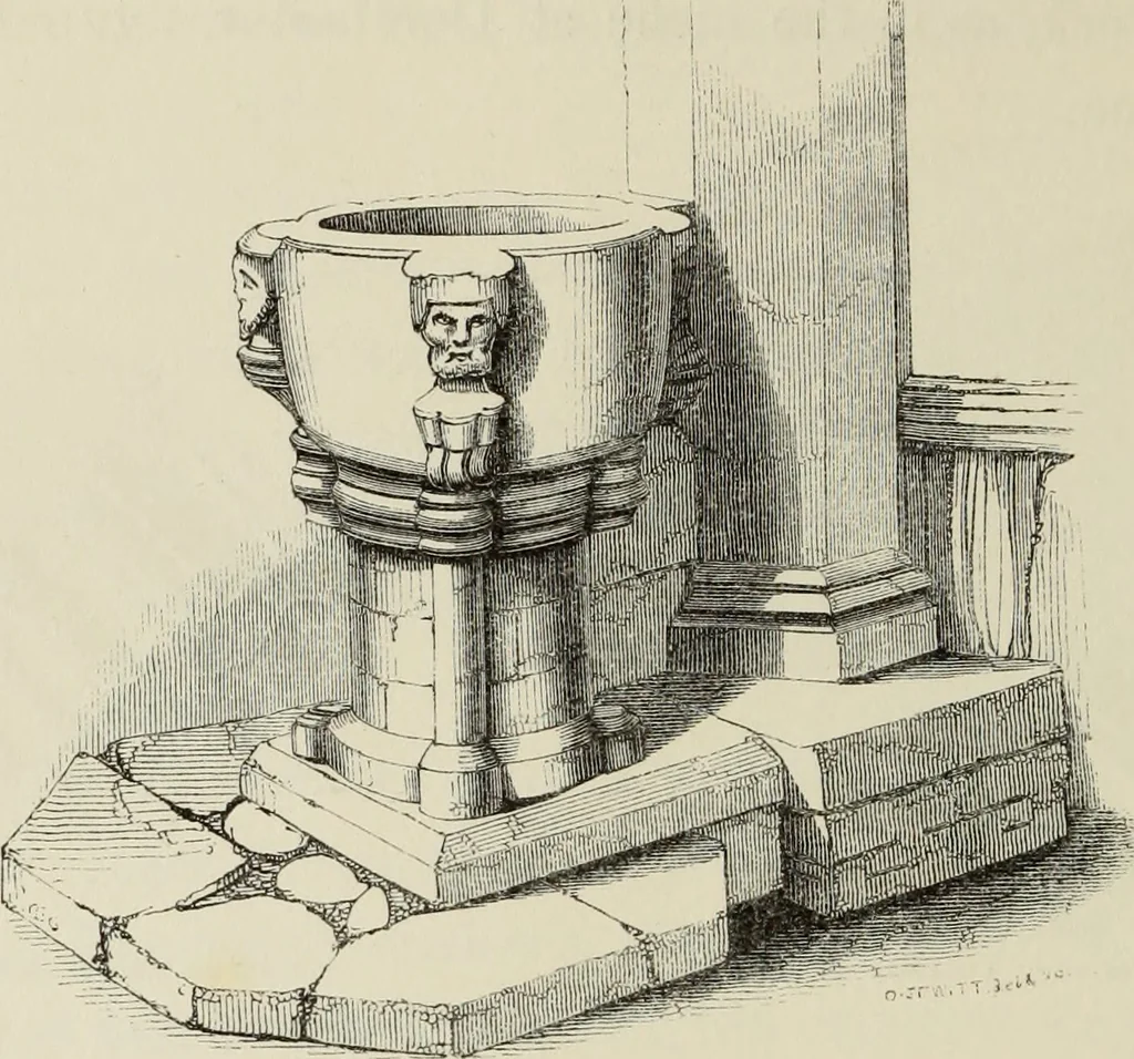 An illustration from Architectural notices of the churches of the Archdeaconry of Northampton. Deaneries of Higham Ferrers and Haddon, 1849, leaf 141