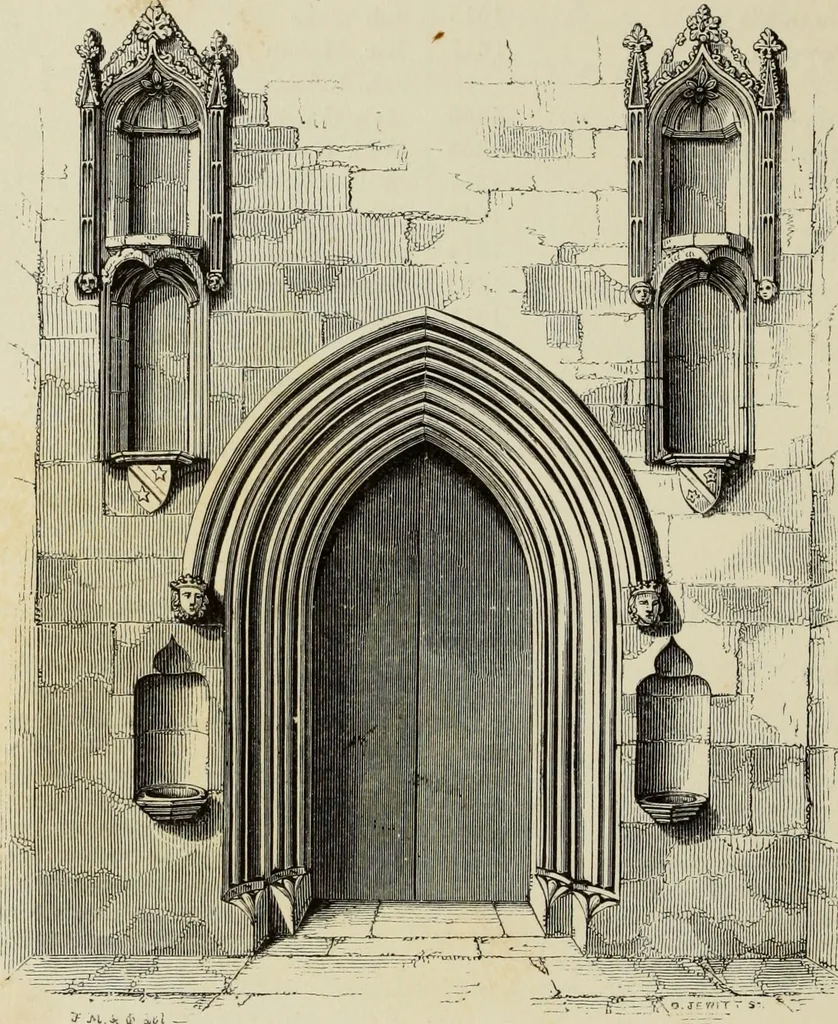 An illustration from Architectural notices of the churches of the Archdeaconry of Northampton. Deaneries of Higham Ferrers and Haddon, 1849, leaf 157