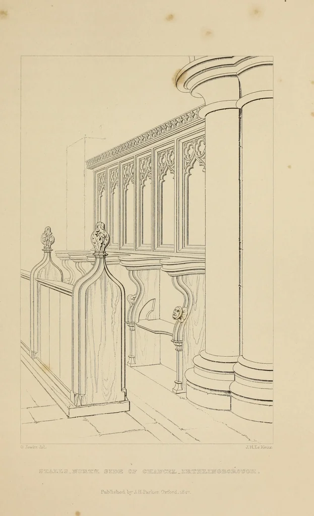 An illustration from Architectural notices of the churches of the Archdeaconry of Northampton. Deaneries of Higham Ferrers and Haddon, 1849, leaf 170