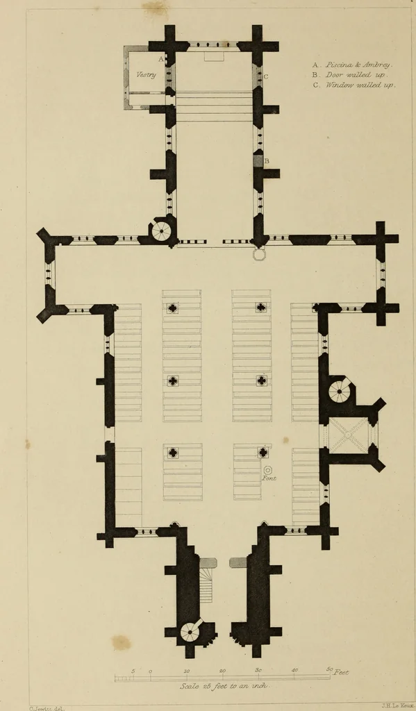 An illustration from Architectural notices of the churches of the Archdeaconry of Northampton. Deaneries of Higham Ferrers and Haddon, 1849, leaf 199