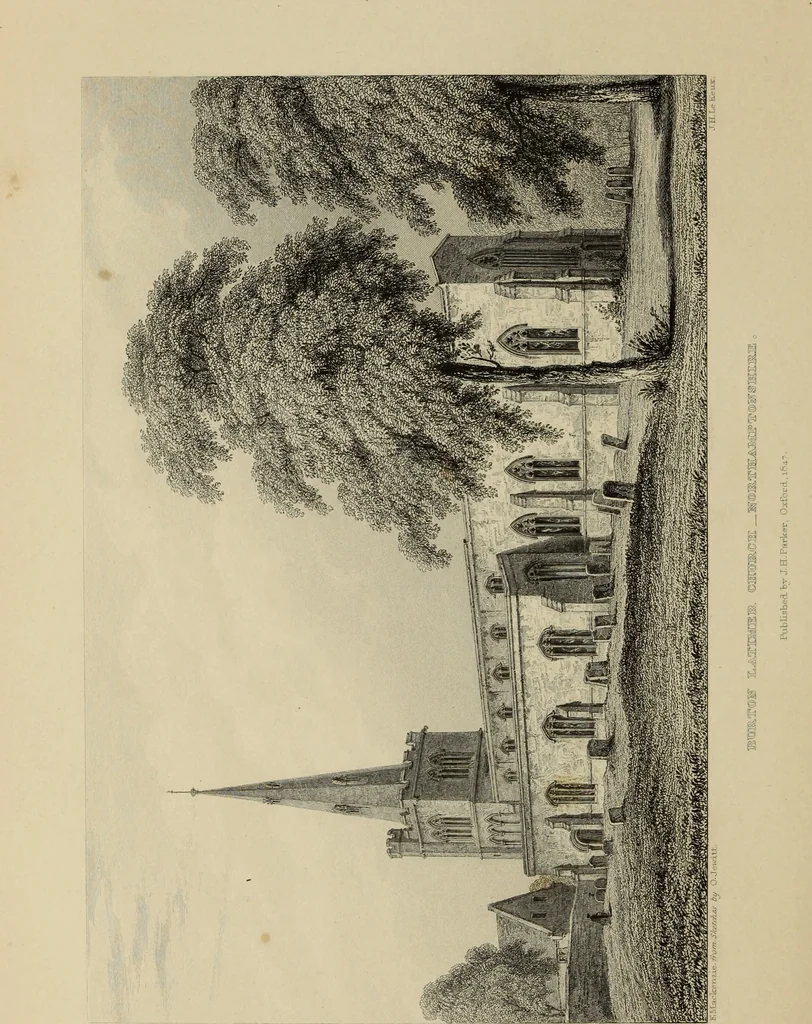 An illustration from Architectural notices of the churches of the Archdeaconry of Northampton. Deaneries of Higham Ferrers and Haddon, 1849, leaf 203
