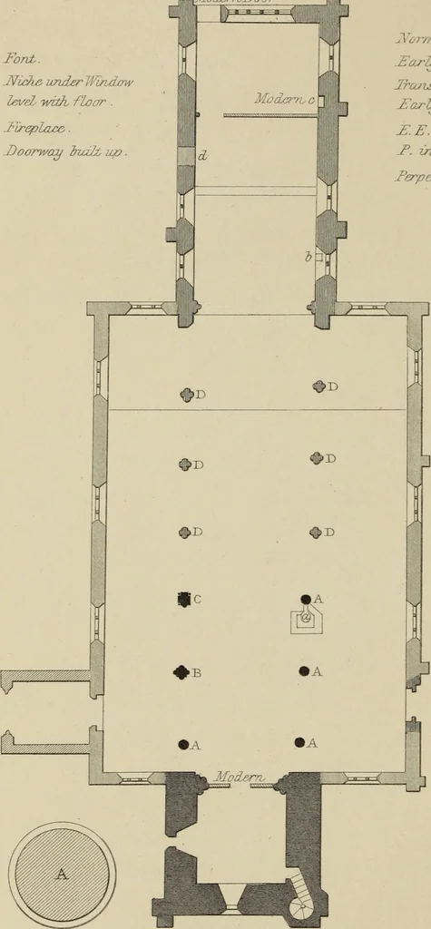 An illustration from Architectural notices of the churches of the Archdeaconry of Northampton. Deaneries of Higham Ferrers and Haddon, 1849, leaf 209
