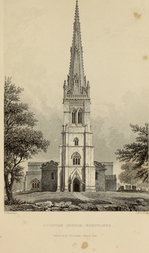 An illustration from Architectural notices of the churches of the Archdeaconry of Northampton. Deaneries of Higham Ferrers and Haddon, 1849, leaf 248