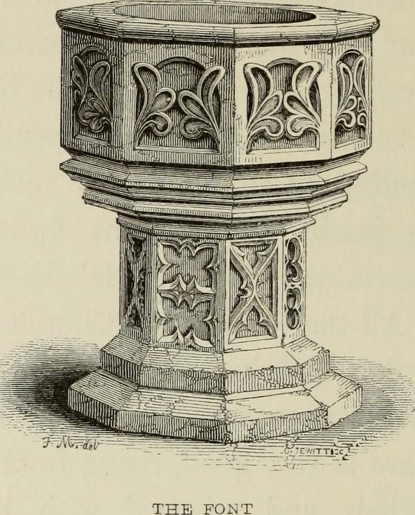 An illustration from Architectural notices of the churches of the Archdeaconry of Northampton. Deaneries of Higham Ferrers and Haddon, 1849, leaf 265