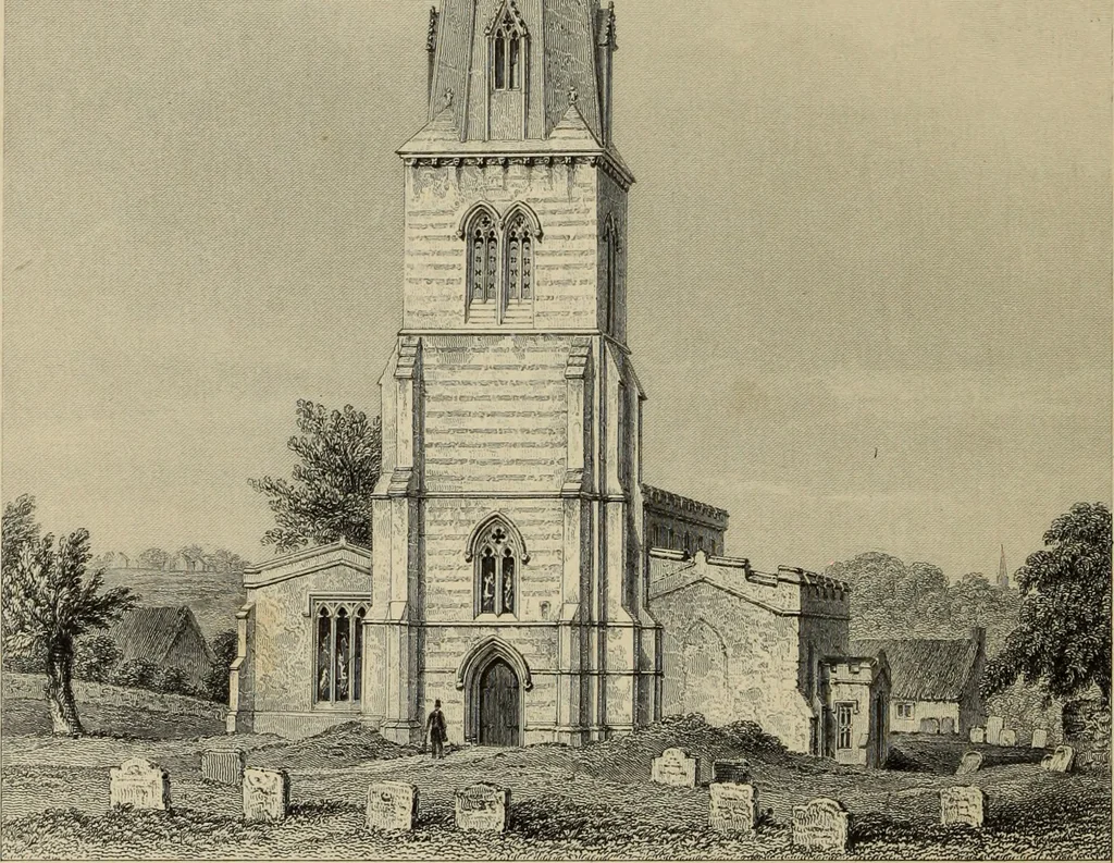 An illustration from Architectural notices of the churches of the Archdeaconry of Northampton. Deaneries of Higham Ferrers and Haddon, 1849, leaf 273