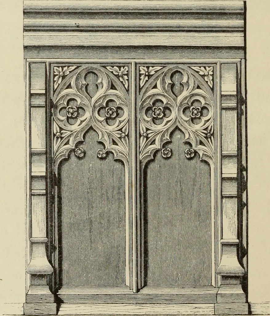 An illustration from Architectural notices of the churches of the Archdeaconry of Northampton. Deaneries of Higham Ferrers and Haddon, 1849, leaf 277
