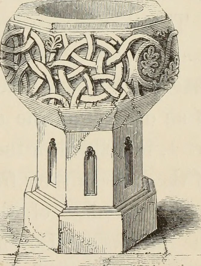 An illustration from Architectural notices of the churches of the Archdeaconry of Northampton. Deaneries of Higham Ferrers and Haddon, 1849, leaf 296