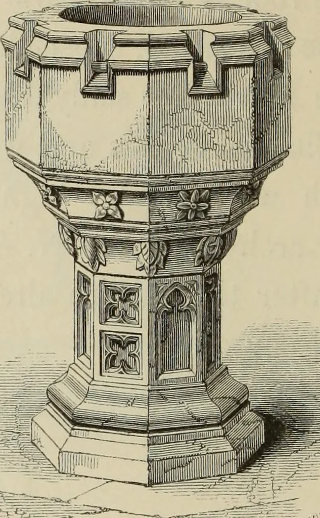 An illustration from Architectural notices of the churches of the Archdeaconry of Northampton. Deaneries of Higham Ferrers and Haddon, 1849, leaf 297