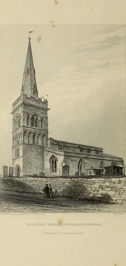 An illustration from Architectural notices of the churches of the Archdeaconry of Northampton. Deaneries of Higham Ferrers and Haddon, 1849, leaf 341