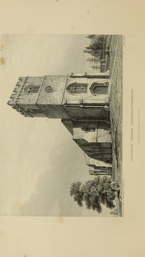 An illustration from Architectural notices of the churches of the Archdeaconry of Northampton. Deaneries of Higham Ferrers and Haddon, 1849, leaf 361