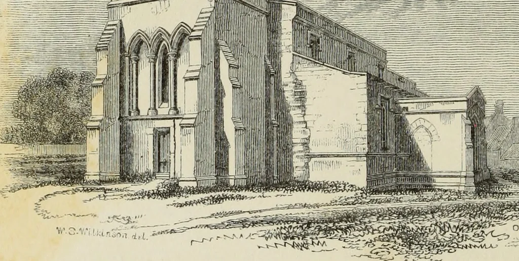 An illustration from Architectural notices of the churches of the Archdeaconry of Northampton. Deaneries of Higham Ferrers and Haddon, 1849, leaf 383