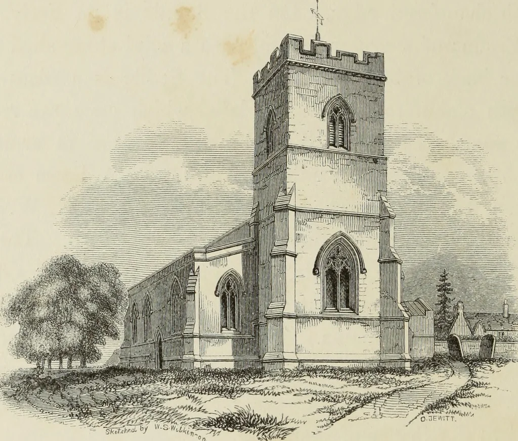 An illustration from Architectural notices of the churches of the Archdeaconry of Northampton. Deaneries of Higham Ferrers and Haddon, 1849, leaf 389