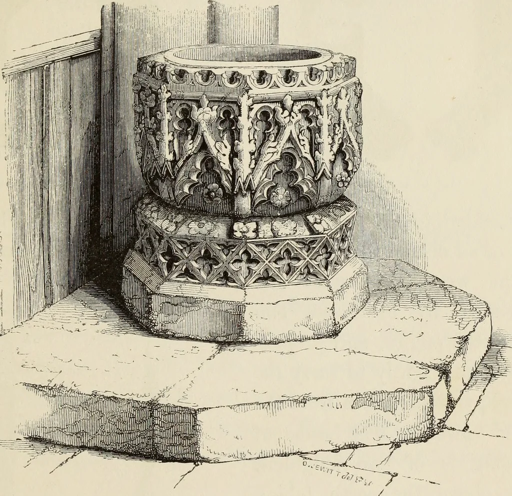 An illustration from Architectural notices of the churches of the Archdeaconry of Northampton. Deaneries of Higham Ferrers and Haddon, 1849, leaf 76