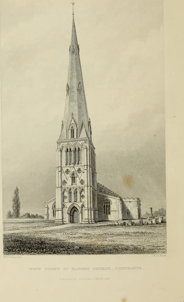 An illustration from Architectural notices of the churches of the Archdeaconry of Northampton. Deaneries of Higham Ferrers and Haddon, 1849, leaf 87