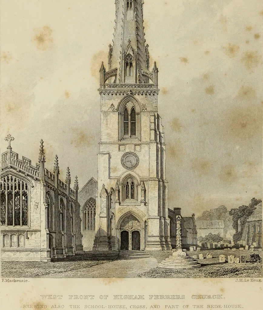 An illustration from Architectural notices of the churches of the Archdeaconry of Northampton. Deaneries of Higham Ferrers and Haddon, 1849, leaf 9