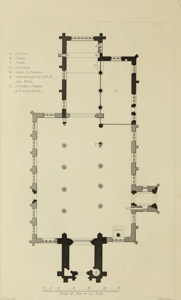 An illustration from Architectural notices of the churches of the Archdeaconry of Northampton. Deaneries of Higham Ferrers and Haddon, 1849, leaf 99