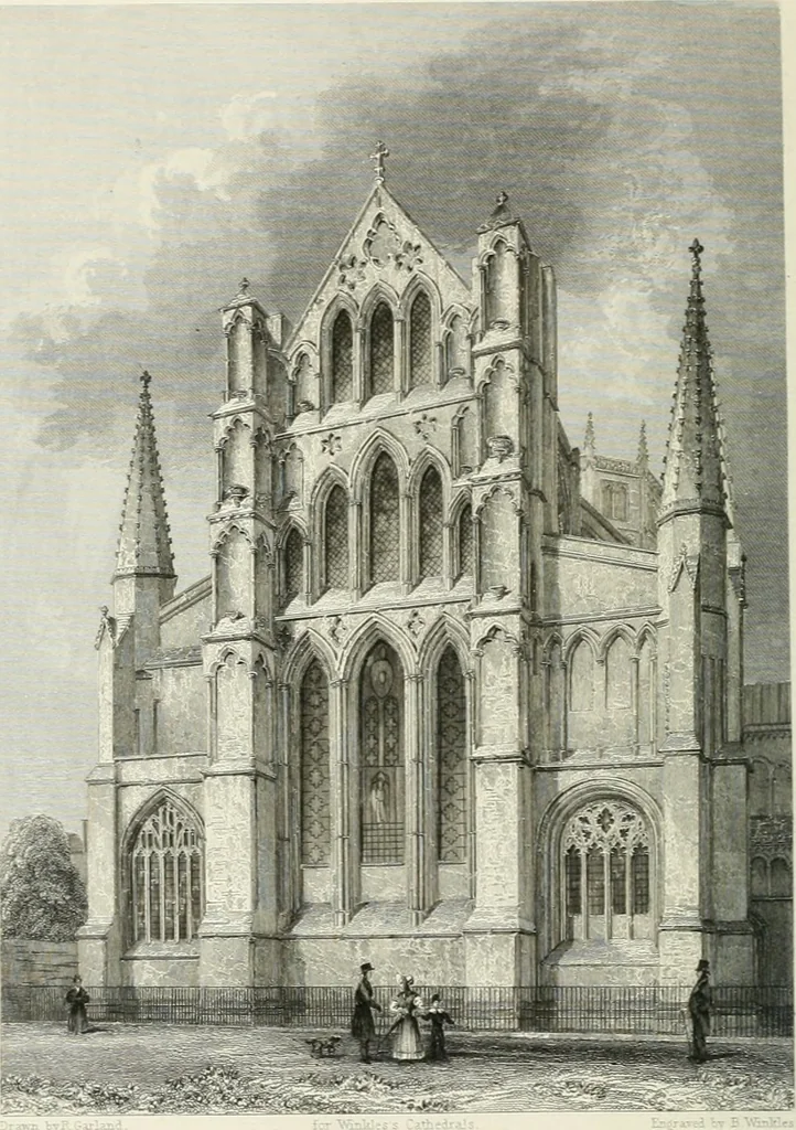 An illustration from Architectural and picturesque illustrations of the cathedral churches of England and Wales. The drawings made from sketches taken expressly for this work, by Robert Garland. With descriptions by Thomas Moule, 1838, leaf 101