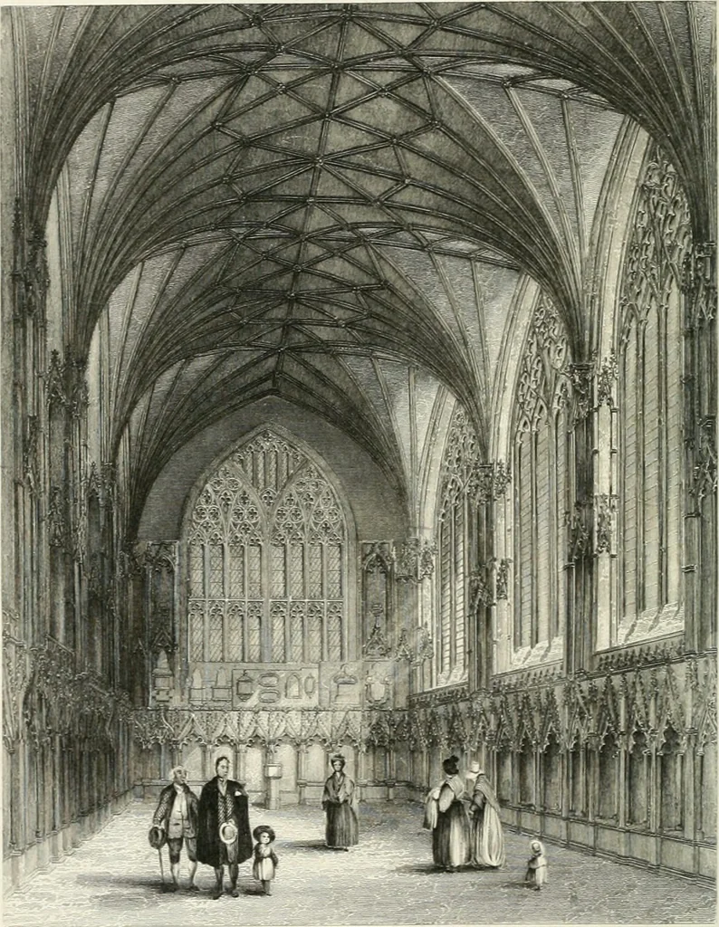An illustration from Architectural and picturesque illustrations of the cathedral churches of England and Wales. The drawings made from sketches taken expressly for this work, by Robert Garland. With descriptions by Thomas Moule, 1838, leaf 121