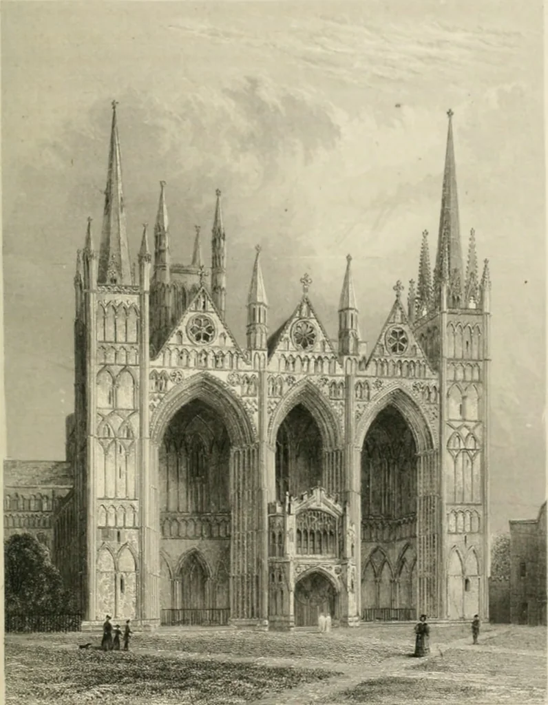 An illustration from Architectural and picturesque illustrations of the cathedral churches of England and Wales. The drawings made from sketches taken expressly for this work, by Robert Garland. With descriptions by Thomas Moule, 1838, leaf 136