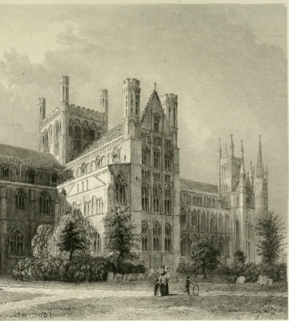 An illustration from Architectural and picturesque illustrations of the cathedral churches of England and Wales. The drawings made from sketches taken expressly for this work, by Robert Garland. With descriptions by Thomas Moule, 1838, leaf 140