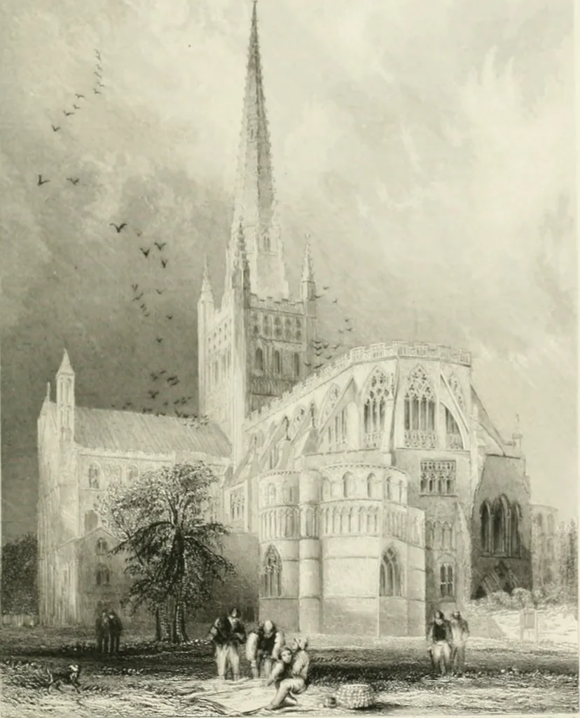 An illustration from Architectural and picturesque illustrations of the cathedral churches of England and Wales. The drawings made from sketches taken expressly for this work, by Robert Garland. With descriptions by Thomas Moule, 1838, leaf 170