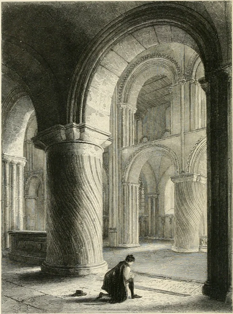 An illustration from Architectural and picturesque illustrations of the cathedral churches of England and Wales. The drawings made from sketches taken expressly for this work, by Robert Garland. With descriptions by Thomas Moule, 1838, leaf 175