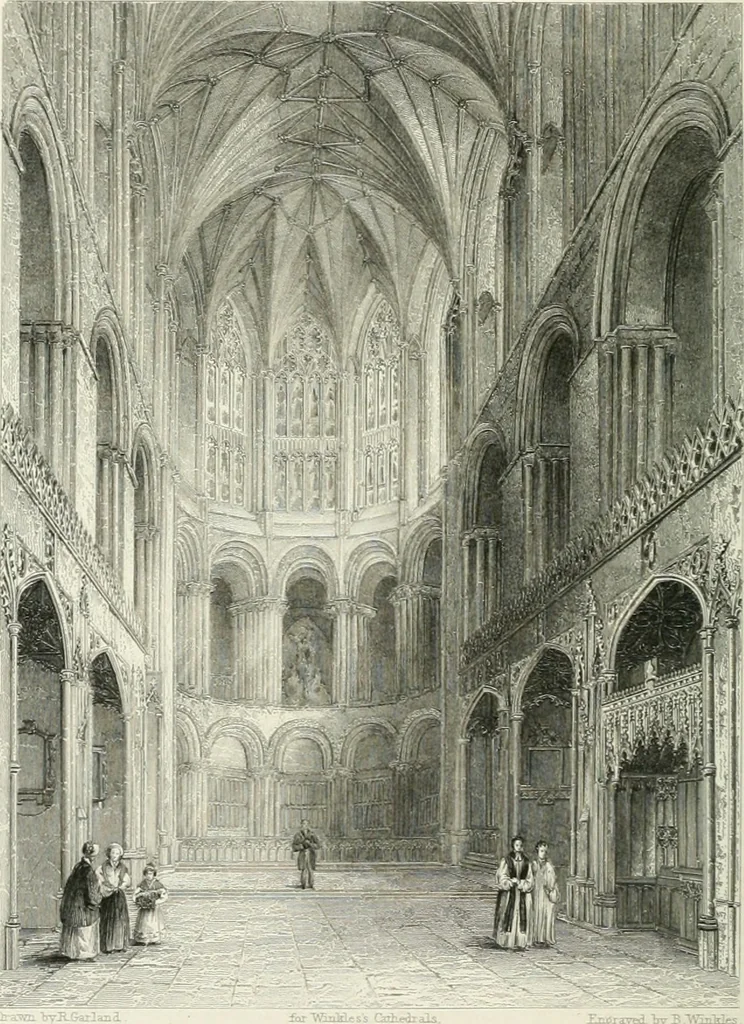 An illustration from Architectural and picturesque illustrations of the cathedral churches of England and Wales. The drawings made from sketches taken expressly for this work, by Robert Garland. With descriptions by Thomas Moule, 1838, leaf 179
