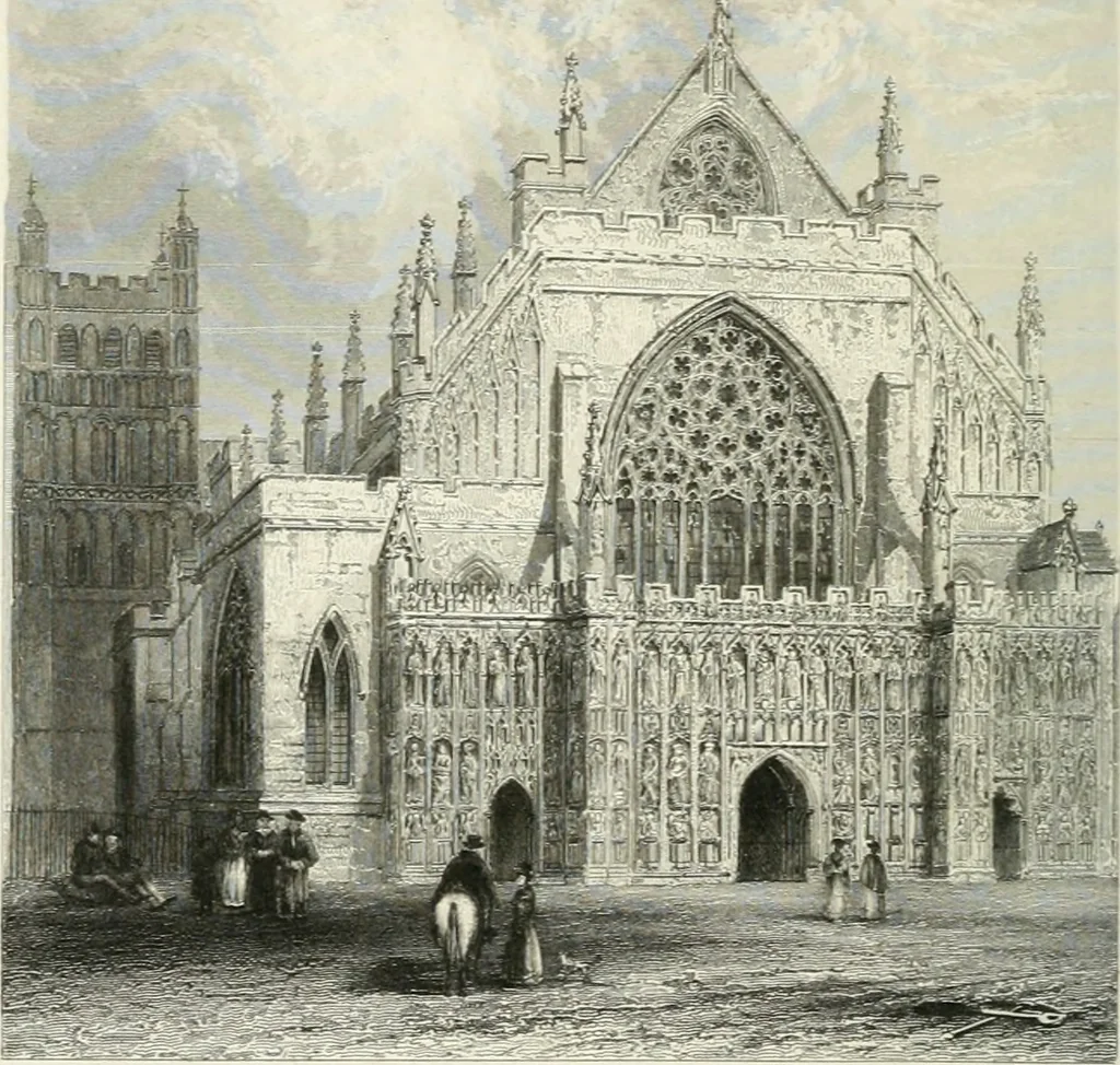 An illustration from Architectural and picturesque illustrations of the cathedral churches of England and Wales. The drawings made from sketches taken expressly for this work, by Robert Garland. With descriptions by Thomas Moule, 1838, leaf 195