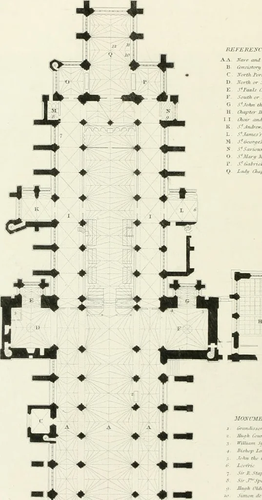 An illustration from Architectural and picturesque illustrations of the cathedral churches of England and Wales. The drawings made from sketches taken expressly for this work, by Robert Garland. With descriptions by Thomas Moule, 1838, leaf 223