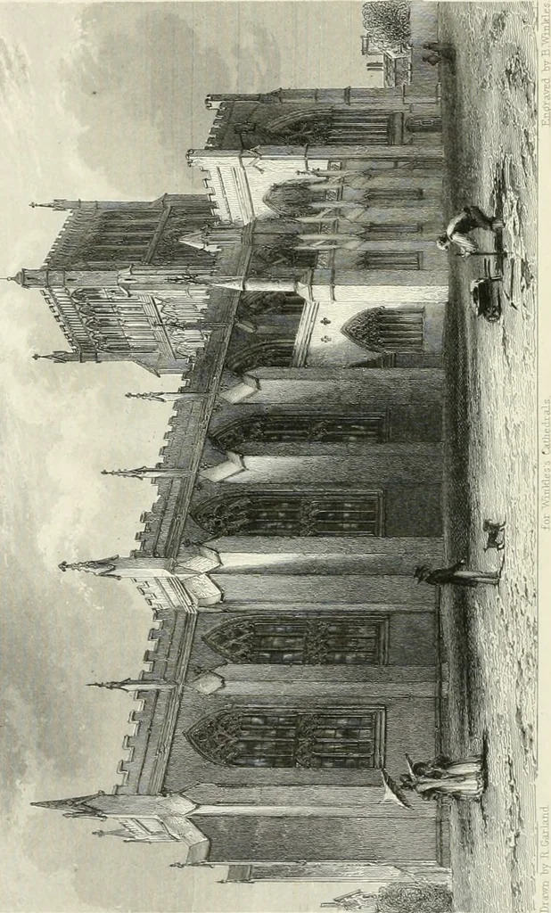 An illustration from Architectural and picturesque illustrations of the cathedral churches of England and Wales. The drawings made from sketches taken expressly for this work, by Robert Garland. With descriptions by Thomas Moule, 1838, leaf 237
