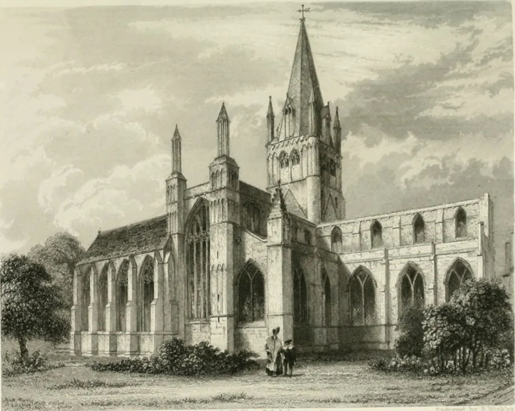 An illustration from Architectural and picturesque illustrations of the cathedral churches of England and Wales. The drawings made from sketches taken expressly for this work, by Robert Garland. With descriptions by Thomas Moule, 1838, leaf 258