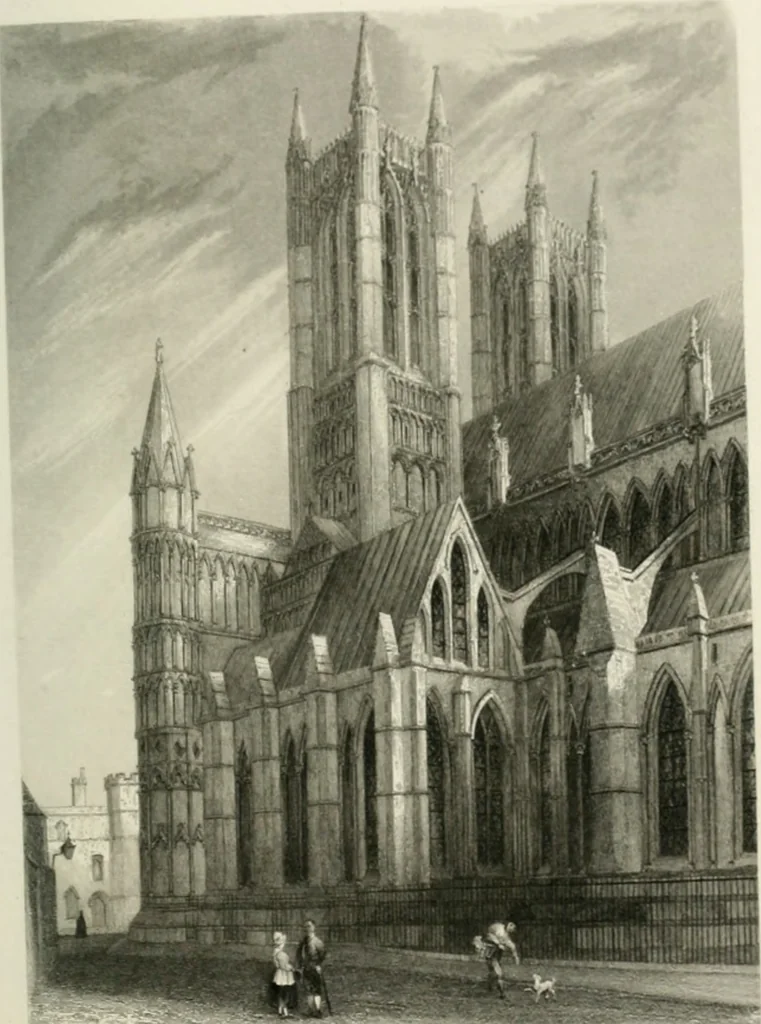 An illustration from Architectural and picturesque illustrations of the cathedral churches of England and Wales. The drawings made from sketches taken expressly for this work, by Robert Garland. With descriptions by Thomas Moule, 1838, leaf 26