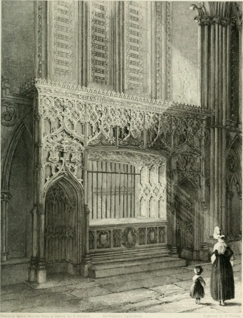 An illustration from Architectural and picturesque illustrations of the cathedral churches of England and Wales. The drawings made from sketches taken expressly for this work, by Robert Garland. With descriptions by Thomas Moule, 1838, leaf 50