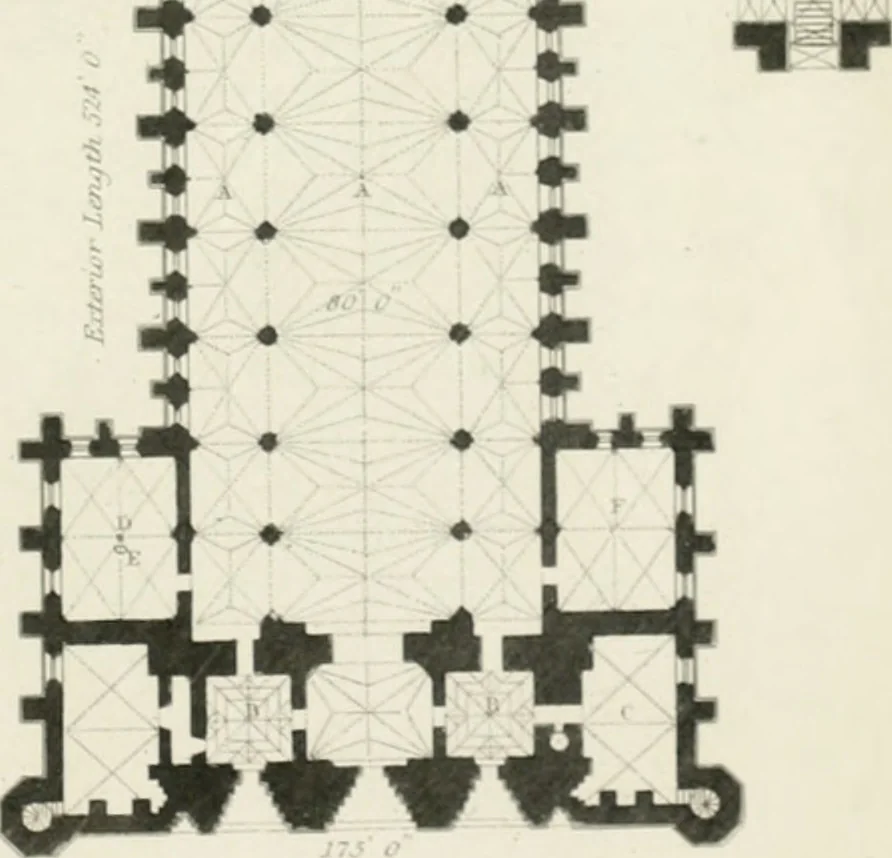 An illustration from Architectural and picturesque illustrations of the cathedral churches of England and Wales. The drawings made from sketches taken expressly for this work, by Robert Garland. With descriptions by Thomas Moule, 1838, leaf 52