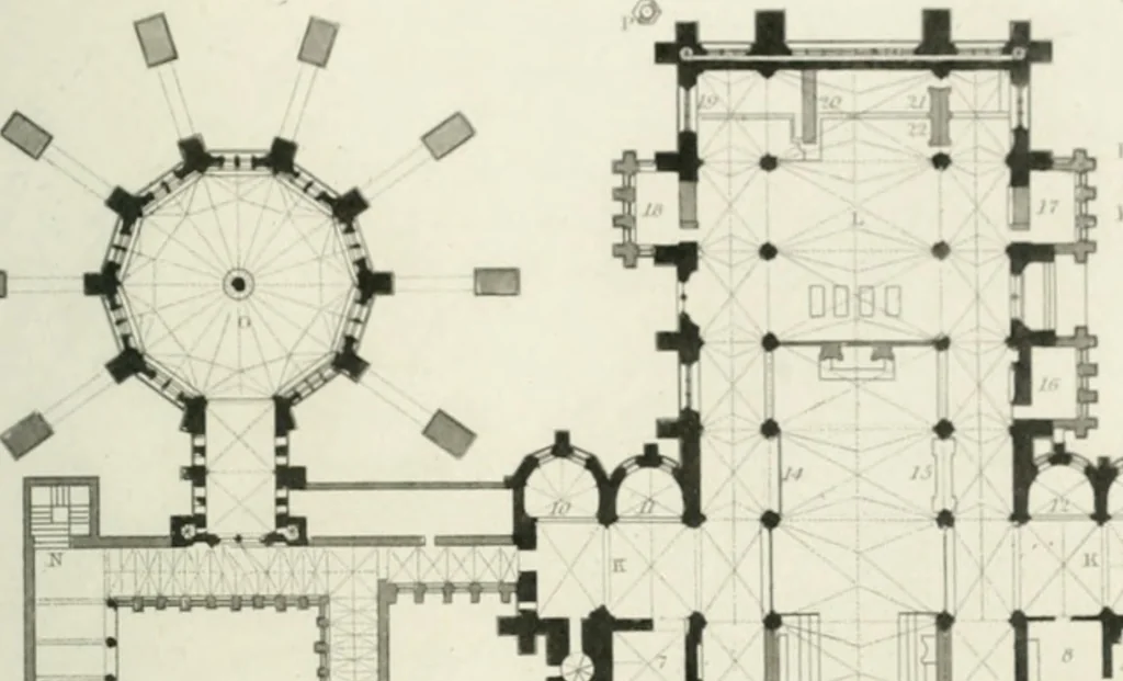 An illustration from Architectural and picturesque illustrations of the cathedral churches of England and Wales. The drawings made from sketches taken expressly for this work, by Robert Garland. With descriptions by Thomas Moule, 1838, leaf 52