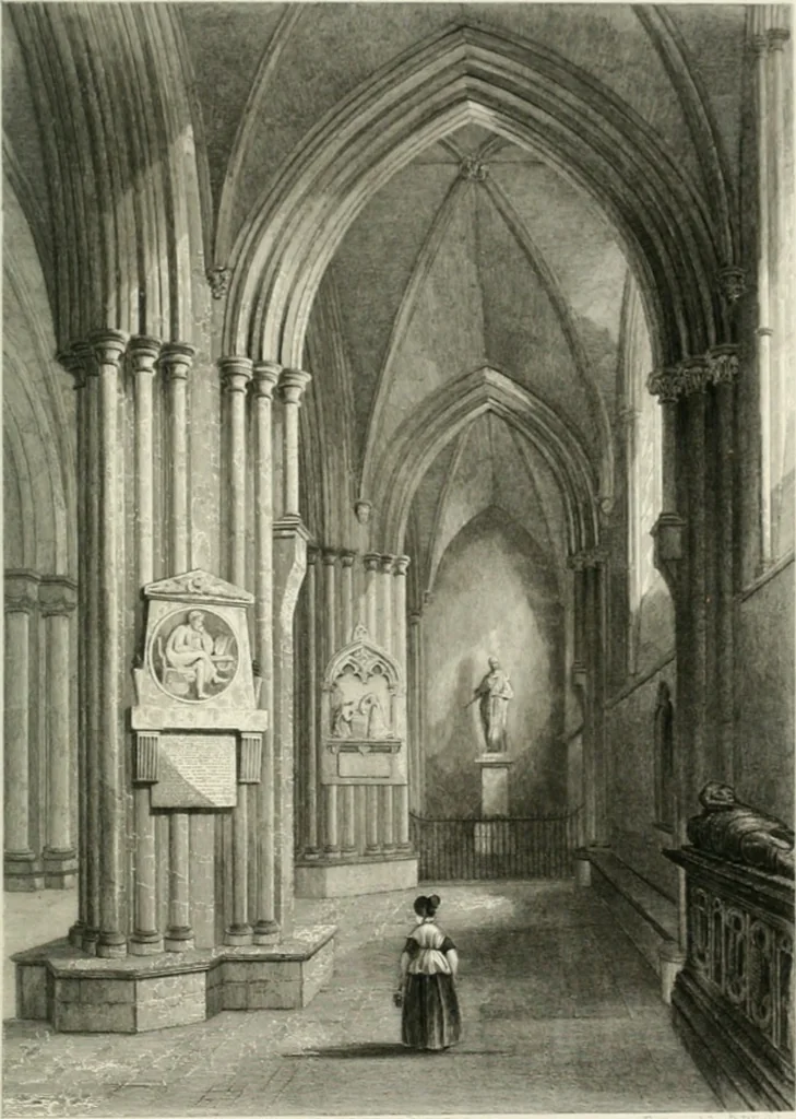 An illustration from Architectural and picturesque illustrations of the cathedral churches of England and Wales. The drawings made from sketches taken expressly for this work, by Robert Garland. With descriptions by Thomas Moule, 1838, leaf 80