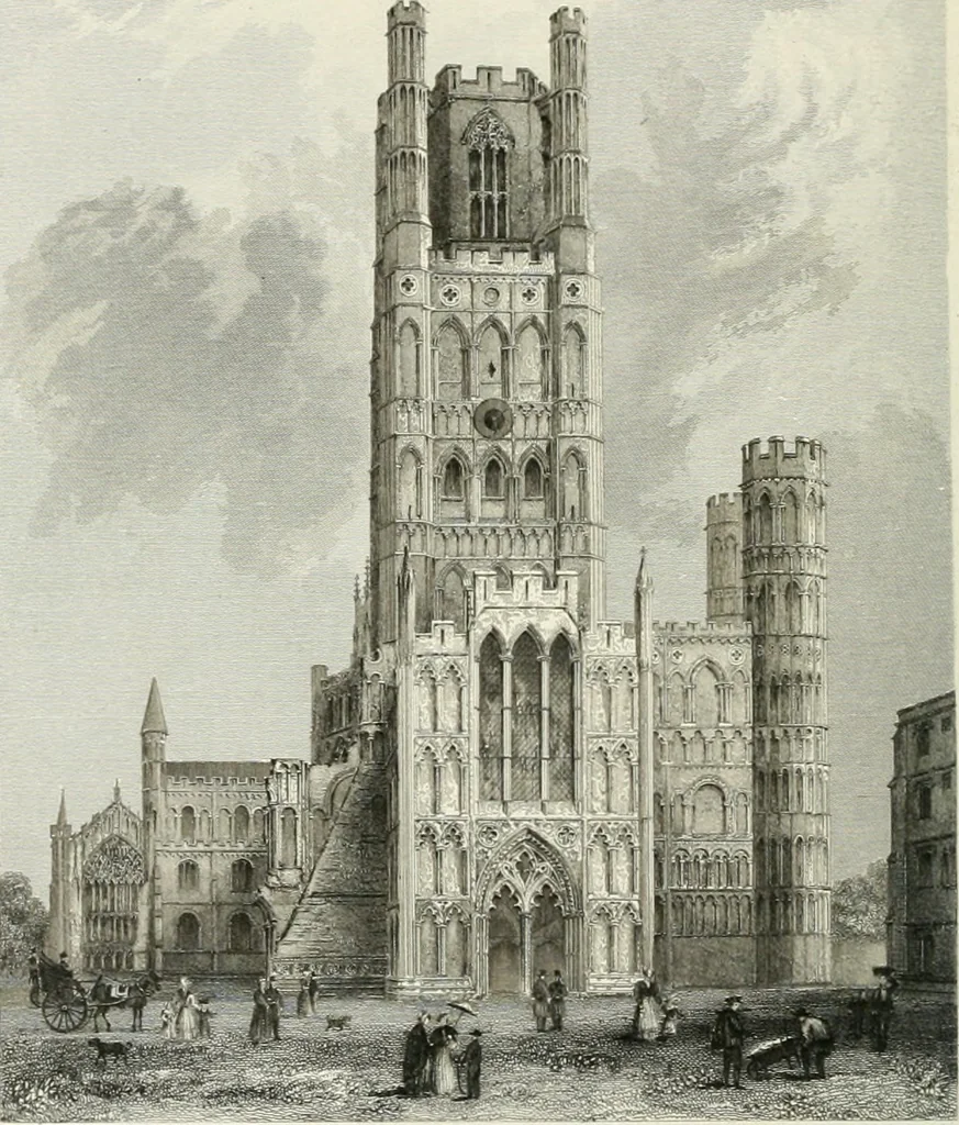 An illustration from Architectural and picturesque illustrations of the cathedral churches of England and Wales. The drawings made from sketches taken expressly for this work, by Robert Garland. With descriptions by Thomas Moule, 1838, leaf 95