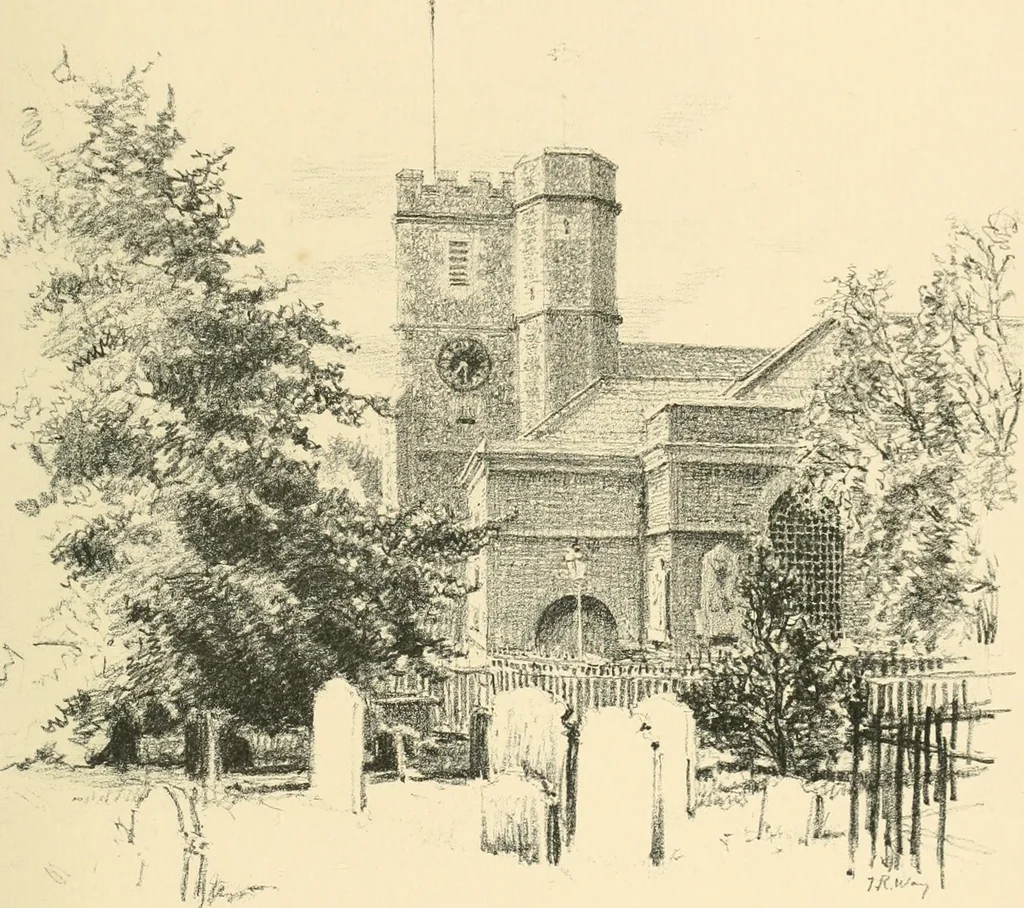 An illustration from Architectural remains of Richmond, Twickenham, Kew, Petersham, and Mortlake;, 1900, leaf 46