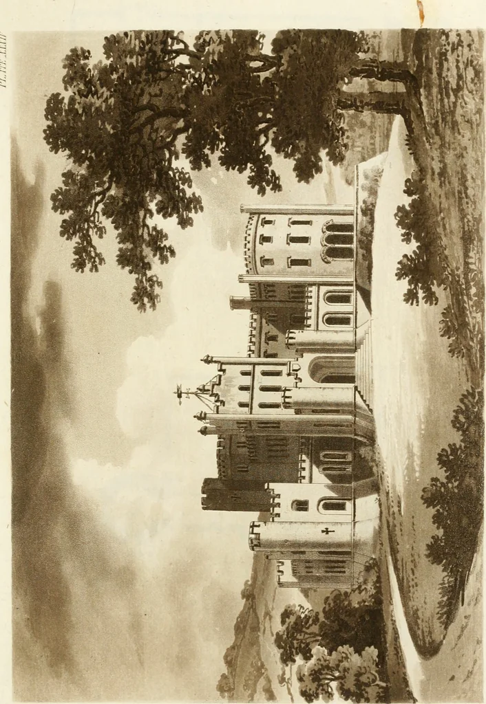 An illustration from Architectural sketches for cottages, rural dwellings, and villas, in the Grecian, Gothic, and fancy styles : with plans suitable to persons of genteel life and moderate fortune : preceded by some observations on scenery and character proper for picturesque buildings, 1805, leaf 102