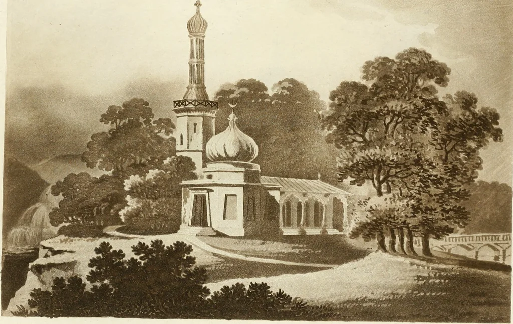 An illustration from Architectural sketches for cottages, rural dwellings, and villas, in the Grecian, Gothic, and fancy styles : with plans suitable to persons of genteel life and moderate fortune : preceded by some observations on scenery and character proper for picturesque buildings, 1805, leaf 106
