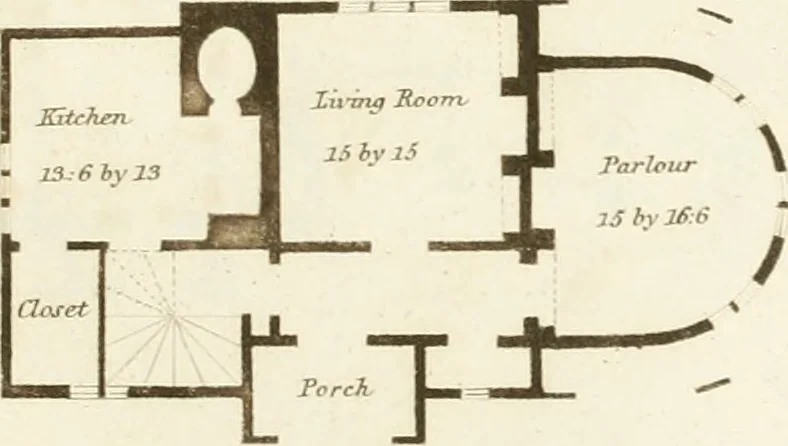 An illustration from Architectural sketches for cottages, rural dwellings, and villas, in the Grecian, Gothic, and fancy styles : with plans suitable to persons of genteel life and moderate fortune : preceded by some observations on scenery and character proper for picturesque buildings, 1805, leaf 46