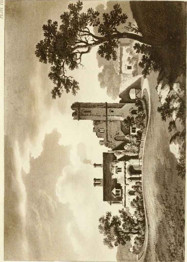 An illustration from Architectural sketches for cottages, rural dwellings, and villas, in the Grecian, Gothic, and fancy styles : with plans suitable to persons of genteel life and moderate fortune : preceded by some observations on scenery and character proper for picturesque buildings, 1805, leaf 50