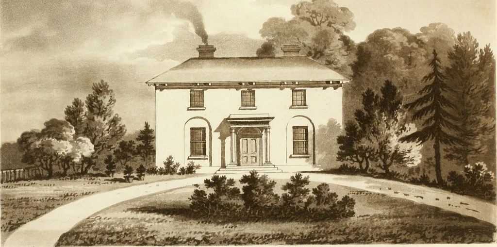 An illustration from Architectural sketches for cottages, rural dwellings, and villas, in the Grecian, Gothic, and fancy styles : with plans suitable to persons of genteel life and moderate fortune : preceded by some observations on scenery and character proper for picturesque buildings, 1805, leaf 62