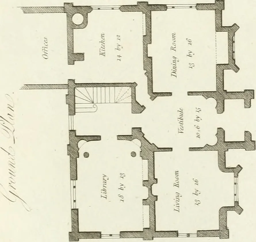 An illustration from Architectural sketches for cottages, rural dwellings, and villas, in the Grecian, Gothic, and fancy styles : with plans suitable to persons of genteel life and moderate fortune : preceded by some observations on scenery and character proper for picturesque buildings, 1805, leaf 68