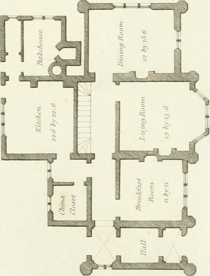 An illustration from Architectural sketches for cottages, rural dwellings, and villas, in the Grecian, Gothic, and fancy styles : with plans suitable to persons of genteel life and moderate fortune : preceded by some observations on scenery and character proper for picturesque buildings, 1805, leaf 84