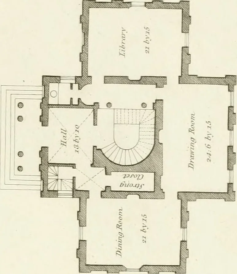 An illustration from Architectural sketches for cottages, rural dwellings, and villas, in the Grecian, Gothic, and fancy styles : with plans suitable to persons of genteel life and moderate fortune : preceded by some observations on scenery and character proper for picturesque buildings, 1805, leaf 92